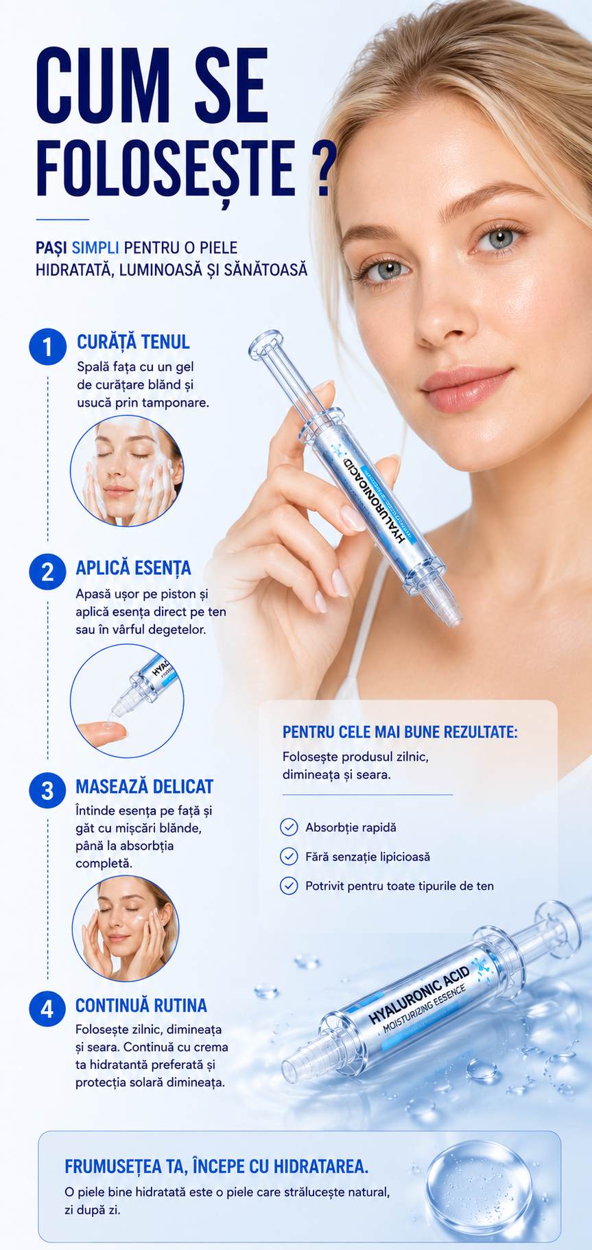 Cum se folosește serul cu Acid Hialuronic