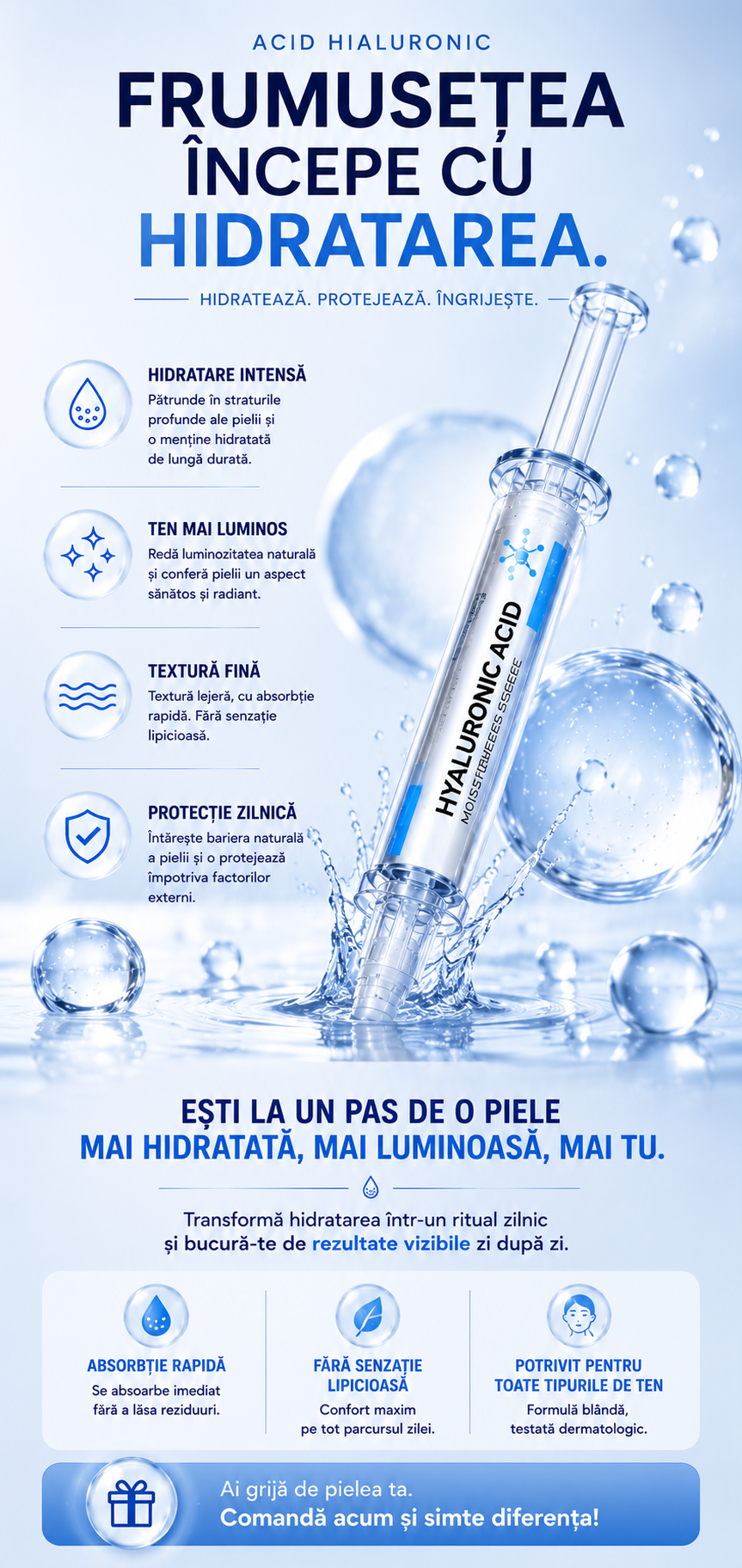 Frumusețea începe cu hidratarea – Acid Hialuronic